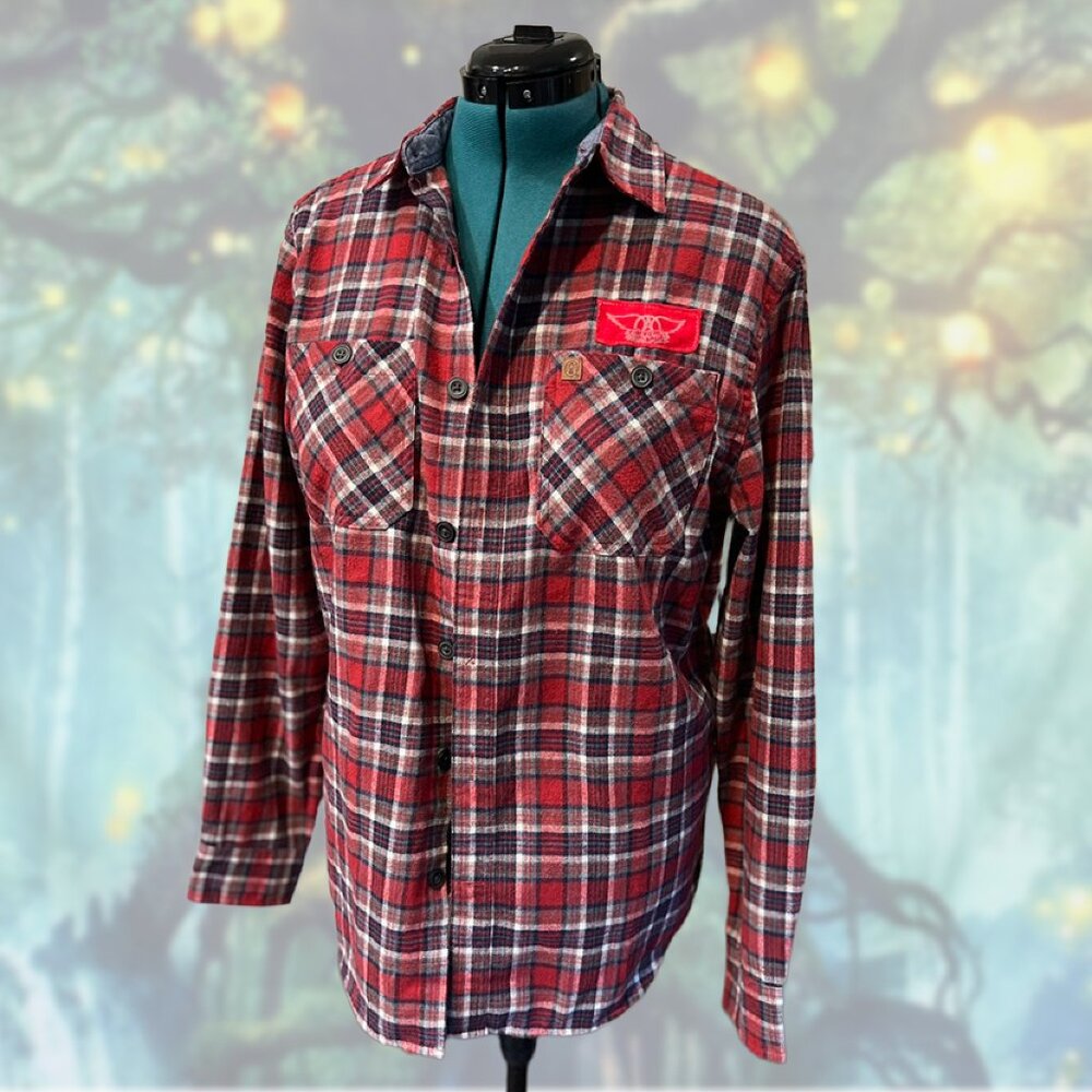 Upcycled Aerosmith “Angel” Flannel | One-of-a-Kind Band Patch | Size M - Picture 3 of 5